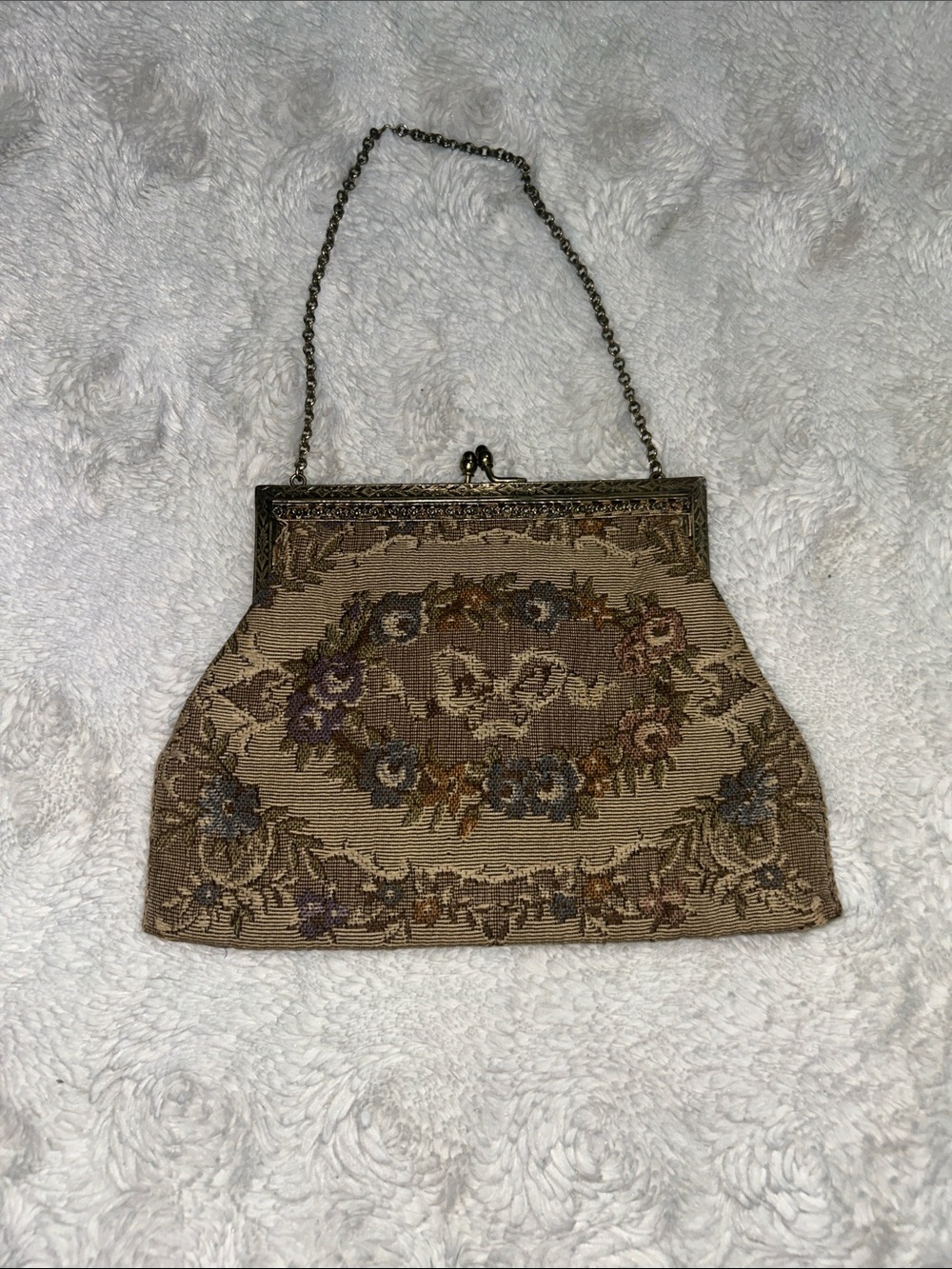 Vintage Tapestry Purse Antique Full Lining